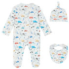 طقم أولاد أفرول بطبعة باللون الأبيض, 1, hi-res